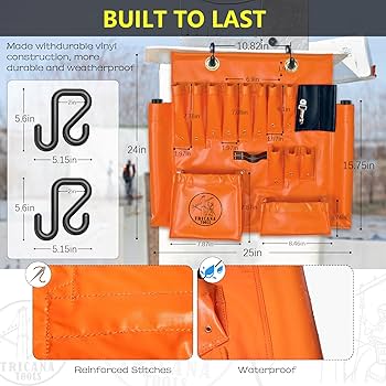 Lineman Tool Board Apron Organizer with Over 16 Pockets and